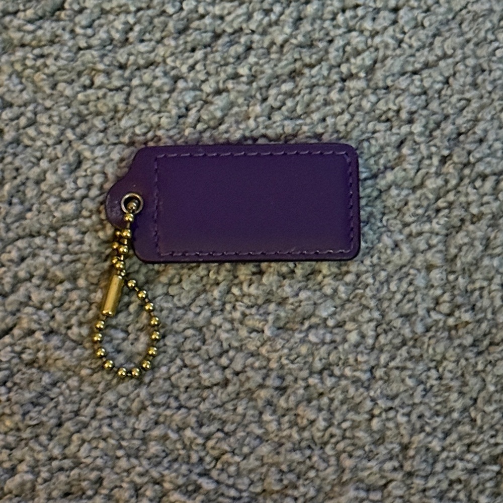 Coach Deep Purple Patent Leather Bag Tag, Bag Charm, Keychain! New! 2.5”x1.25”. - Picture 5 of 6